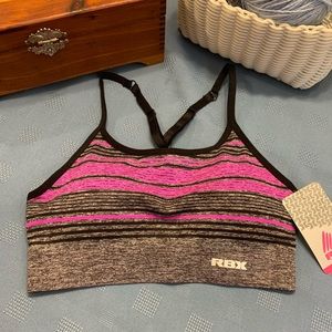RBX Orchid & Gray Stripe Sports Bra